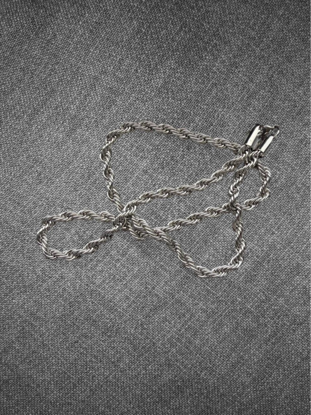 Stainless Steel Silver Twisted Rope Chain Necklace - Unisex - Picture 5 of 8